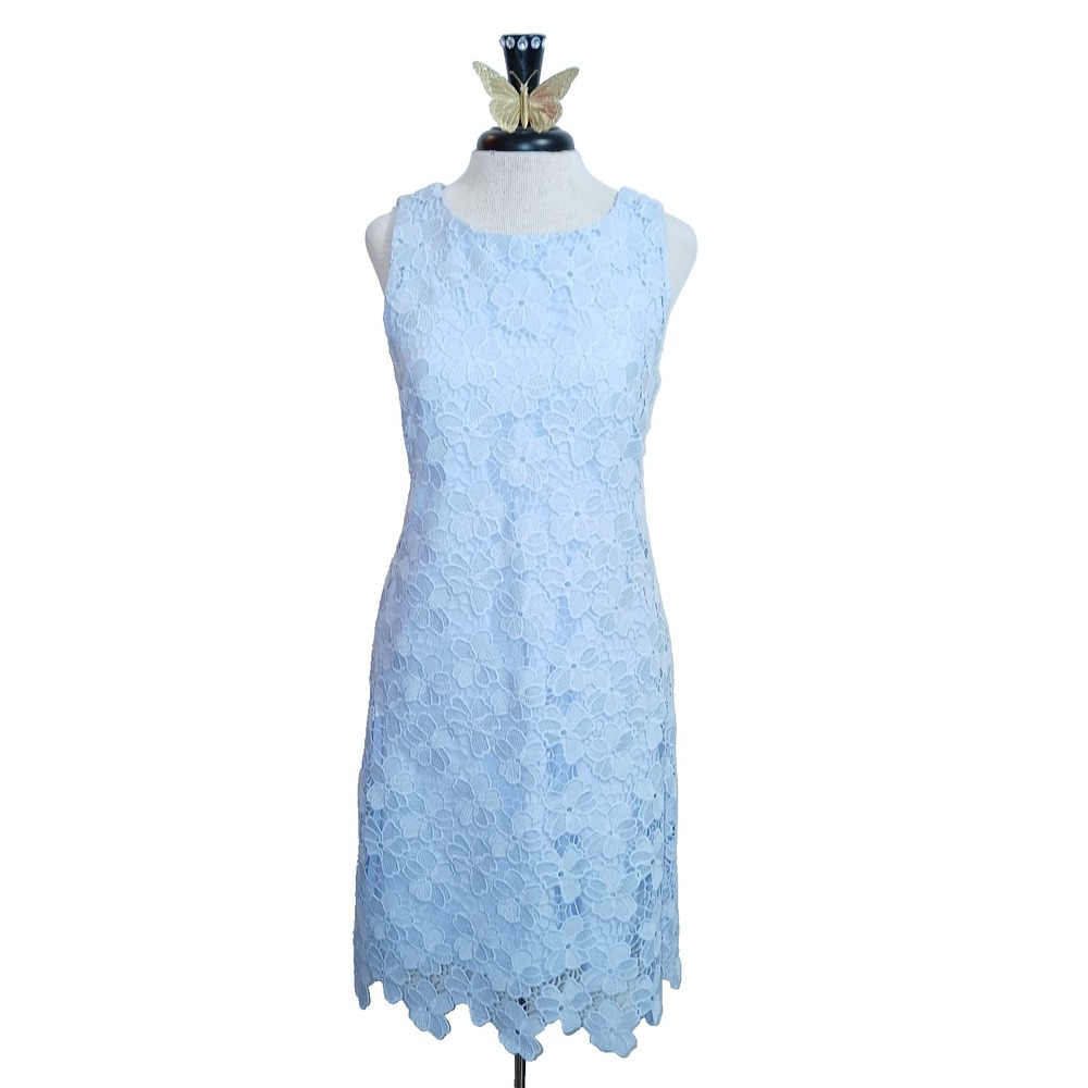 Catherine Malandrino Women Crochet Lace Sheath Dress 6 Lilac Floral Easter $128